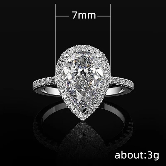 Jewelry - New Women’s 925 Silver Beautiful Pear Cut Diamond Ring